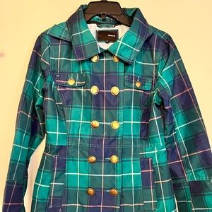 Ladies Hurley Plaid rain jacket size small
